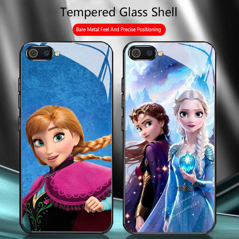 TS-18 Frozen Princess HD Glass Casing สําหรับ Realme C1 C2 C2s OPPO A3S A5 A12E