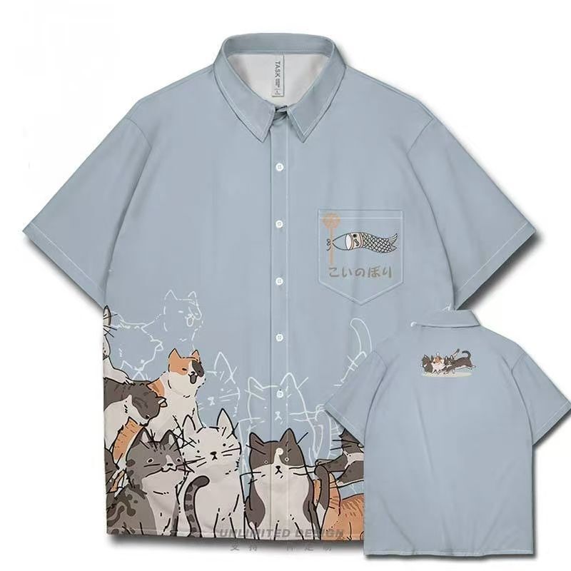 เสื้อลายการ์ตูนแขนสั้นสำหรับแมว ไซส์ใหญ่ สไตล์แฟชันฤดูร้อน