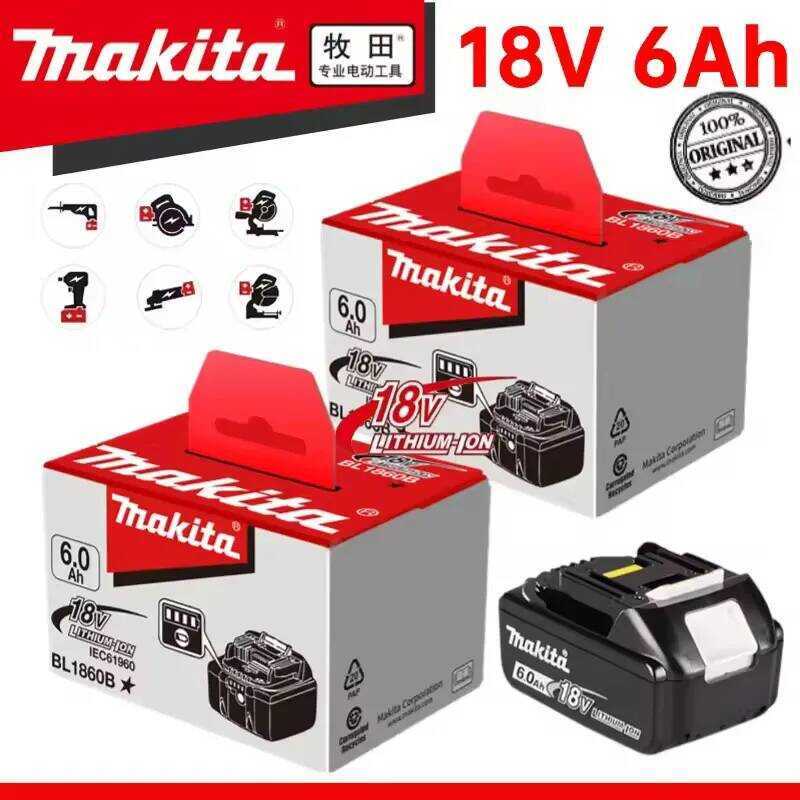 6Ah แบตเตอรี่ลิเธียมแท้ สำหรับ Makita 18V BL1860B BL1840 BL1830B BL1850B BL1850 BL1860 BL1815