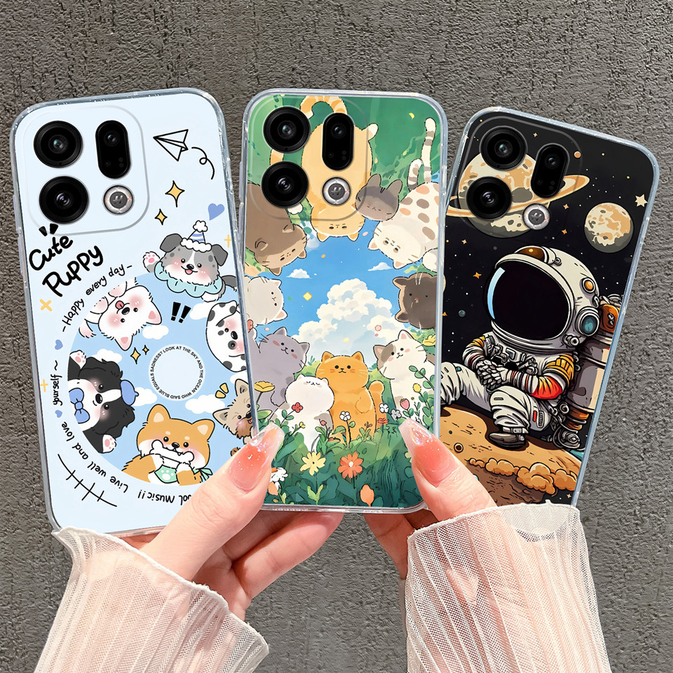 สําหรับ OPPO ค้นหา X9 X9 Pro X8 X8 Pro กรณีการ์ตูนนักบินอวกาศ Puppy Antipaste ซิลิโคนกันกระแทกคุณภาพสูงสําหรับ OPPO FindX9 X9Pro Capa ปกหลัง