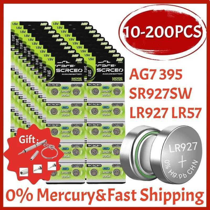 ชิ้น 10-200 AG7 SR927SW 395 แบตเตอรี่เซลล์แบบปุ่ม LR927 LR57 SR927W 399 395A แบตเตอรี่อัลคาไลน์สำหรั
