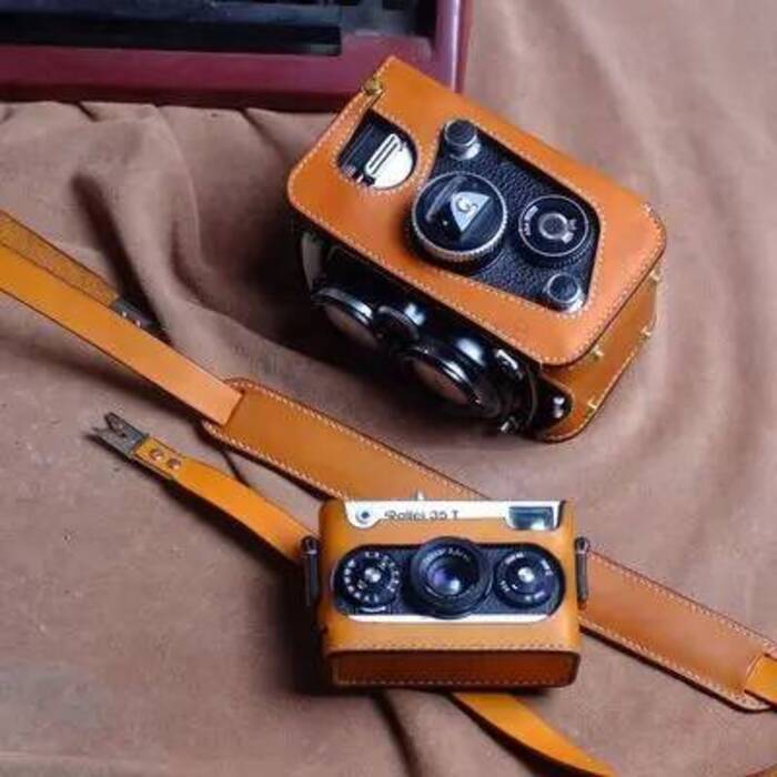 Handwork Photo กล้องของแท้หนัง cowhide กระเป๋ากล่องสําหรับ Rollei 3.5F Rolleiflex 2.8F กล้องแขนป้องก