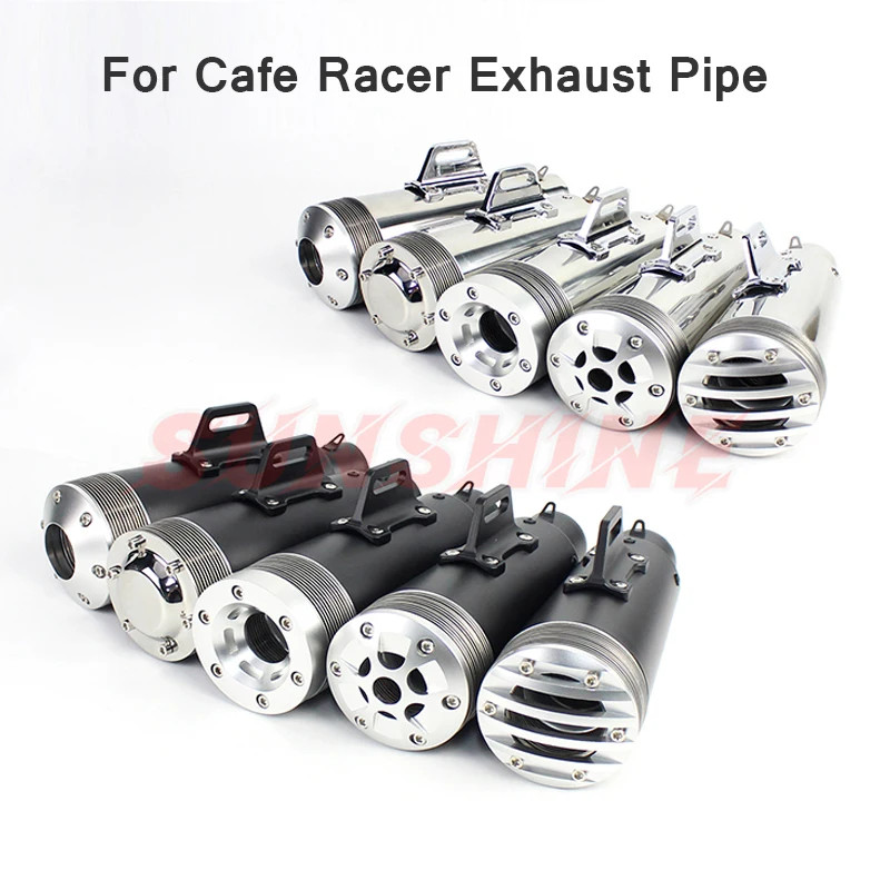 Retro Exhaust Motorcycle Muffler Cafe Racer Motorcross Pitbike Stainless Steel Racing Pipe Tip Modi
