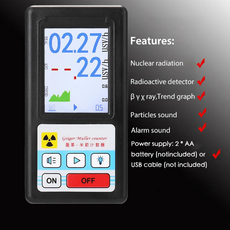 Geiger Counter Nuclear Radiation Detector Personal Dosimeter X-ray Beta Gamma Detector LCD Radioact