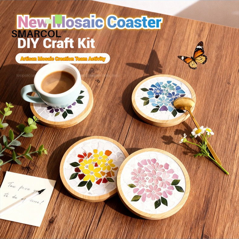 Creative Stained Glass Mosaic Craft Kit สําหรับผู้ใหญ่ - DIY Coaster ทําชุดฐานไม้, Perfect Handmade Home Decor ของขวัญสําหรับคริสต์มาสและวันหยุด