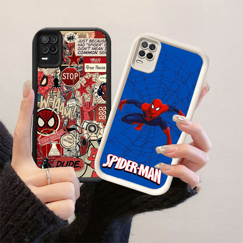 HK-46 SpiderMan ปลอกกันกระแทกสําหรับซิลิโคนสีดําและสีขาว OPPO Realme Narzo Q3 30 8 8S V13 A54 Pro 5G