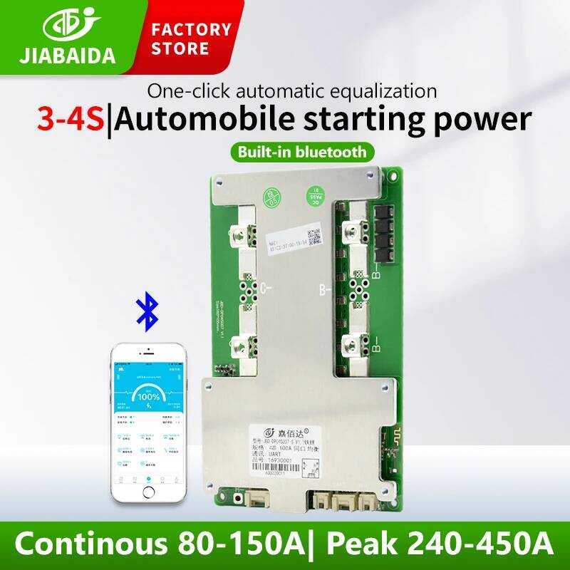 JBD แผงป้องกันแบตเตอรี่ 3S 4S 12V 60A 100A 120A 150A พร้อม BT LFP NMC Smart BMS ในตัว พร้อม UART การ