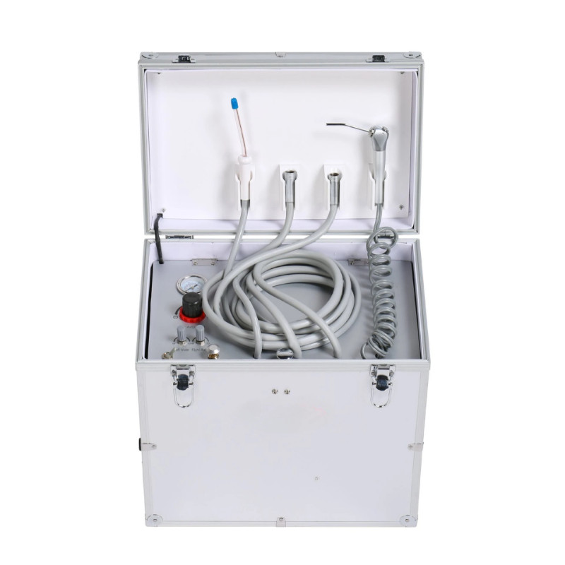 BD-402 Portable Dental Unit with Oilless Air Compressor with Three Way Syringe Dentist Machines Wat