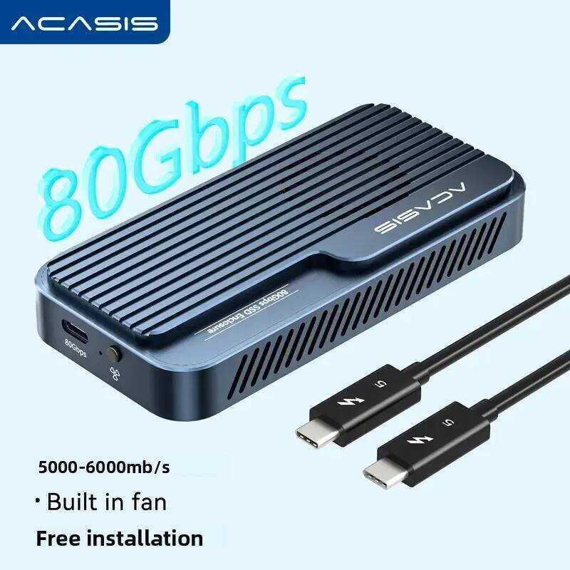 SSD กล่อง Acasis 80Gbps USB 4 V2 พร้อมพัดลมระบายความร้อน ชิป JHL9480/RTL9210 TB3/4/5 & USB4/3.2 Gen2