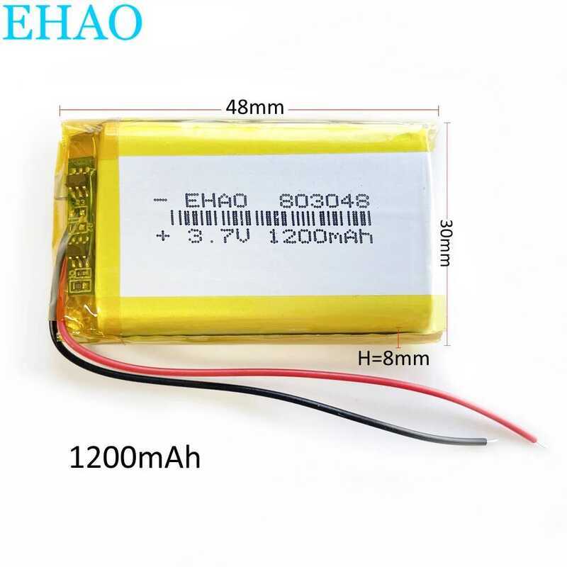 EHAO แบตเตอรี่ลิเธียมโพลิเมอร์ 803048 3.7V 1200mAh สำหรับ MP3 GPS ปากกาบันทึก เครื่องนวดบลูทูธ สแกนเ