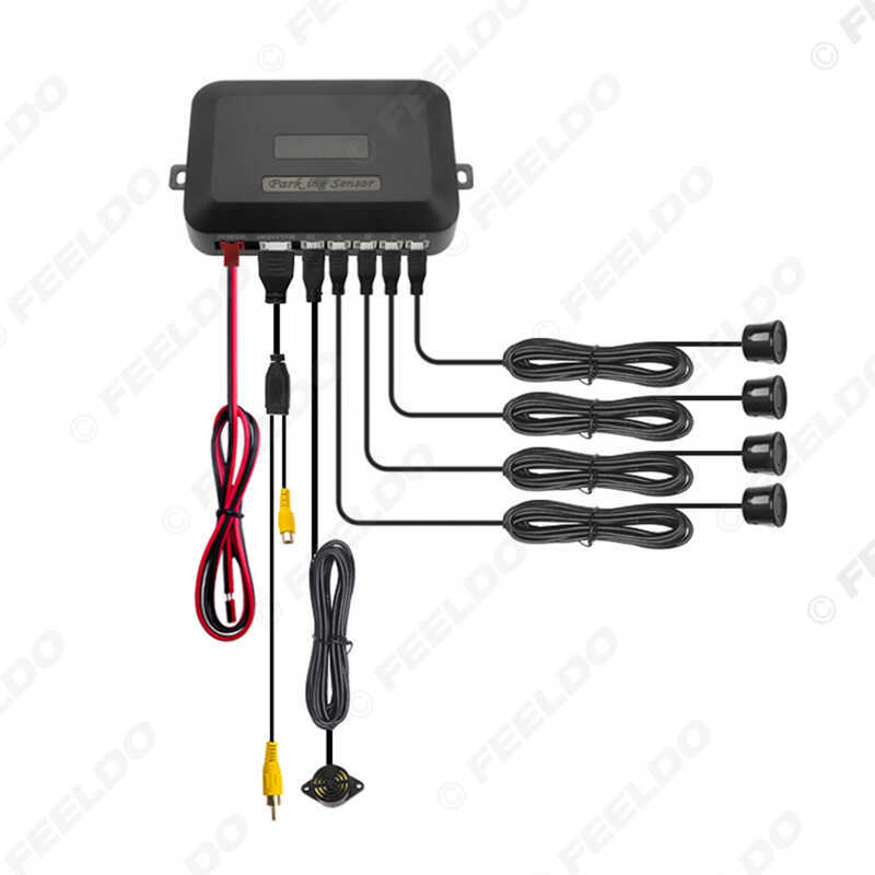 รถเรดาร์ถอยหลังรถ 4 Probe เรดาร์ถอยหลังที่มองเห็นได้ BIBII สีดํา/ขาว/เทา/เงิน