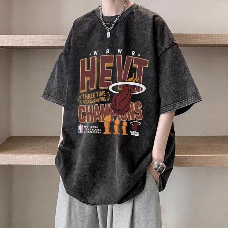 Basi เสื้อผู้ชาย เสื้อยืด oversize เสื้อฟอก วินเทจ สตรีท เกรดพรีเมียม เสื้อคอตตอน ไม่หดตัว ลาย "HEV