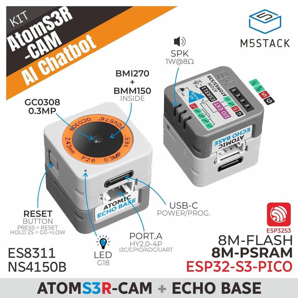 โปรโมชั่นจํากัดเวลา M5Stack Official AtomS3R-CAM Al Chatbot Kit (8MB PSRAM)