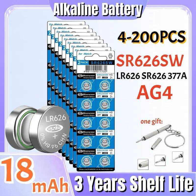 AG4 แบตเตอรี่นาฬิกาอัลคาไลน์ LR626 377 SR626SW 177 626A 377A CX66W 1.55V สำหรับของเล่น เครื่องคิดเลข