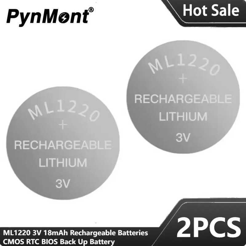 ML1220 2PCS 3V 18mAh แบตเตอรี่ชาร์จใหม่ได้ ML 1220 CMOS RTC BIOS แบตเตอรี่สำรองแบบปุ่มสำหรับเครื่องบ