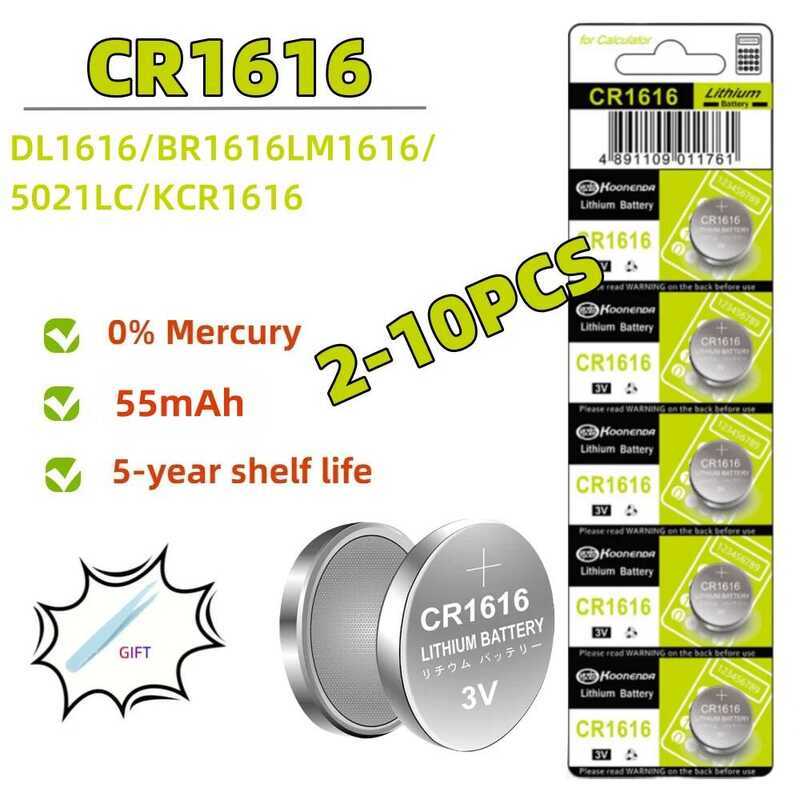 ชิ้น 2-10 3V 50mAh CR1616 แบตเตอรี่ลิเธียมคุณภาพสูง CR 1616 DL1616 BR1616 5021LC LM1616 สำหรับนาฬิกา