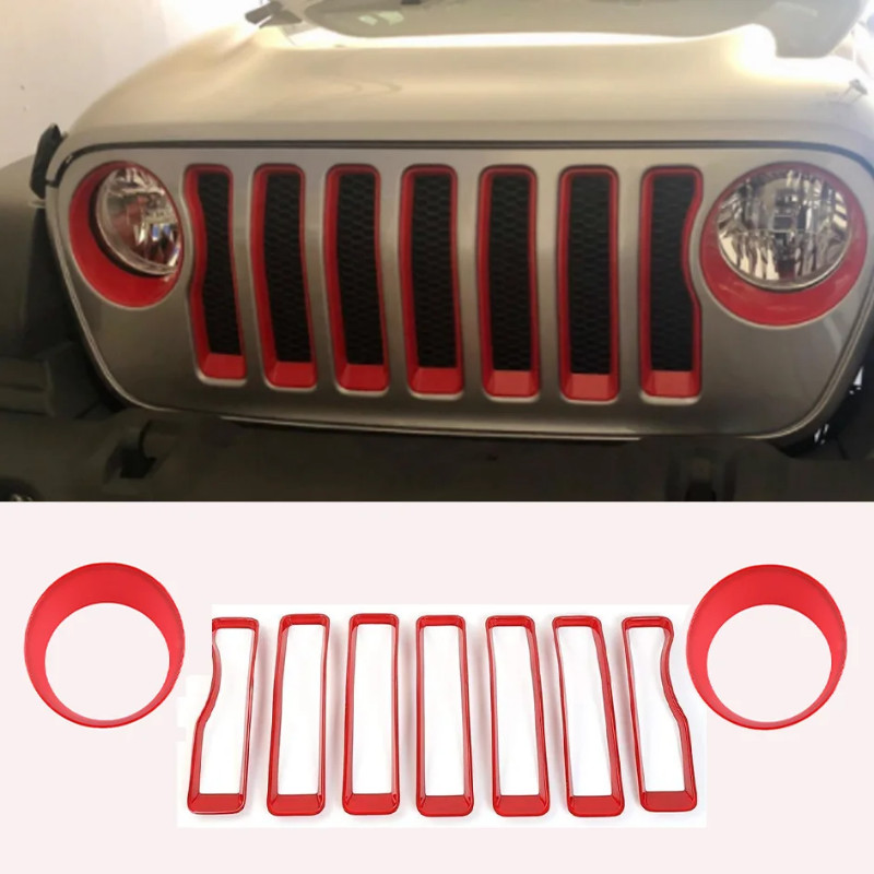 Front Wrangler JL headlight circle + Net Decoration Frame  for 2018-2021 Jeep Wrangler JL Unlimited