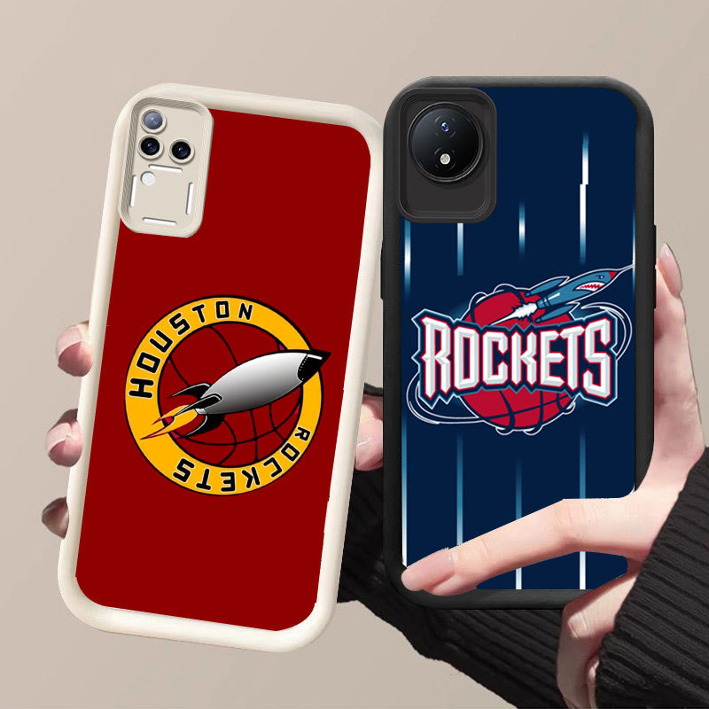 HK-45 Rockets บาสเกตบอล Club ปลอกกันกระแทกสําหรับซิลิโคนสีดําและสีขาว VIVO V30 Y02a V30E V50 Y02 T4 