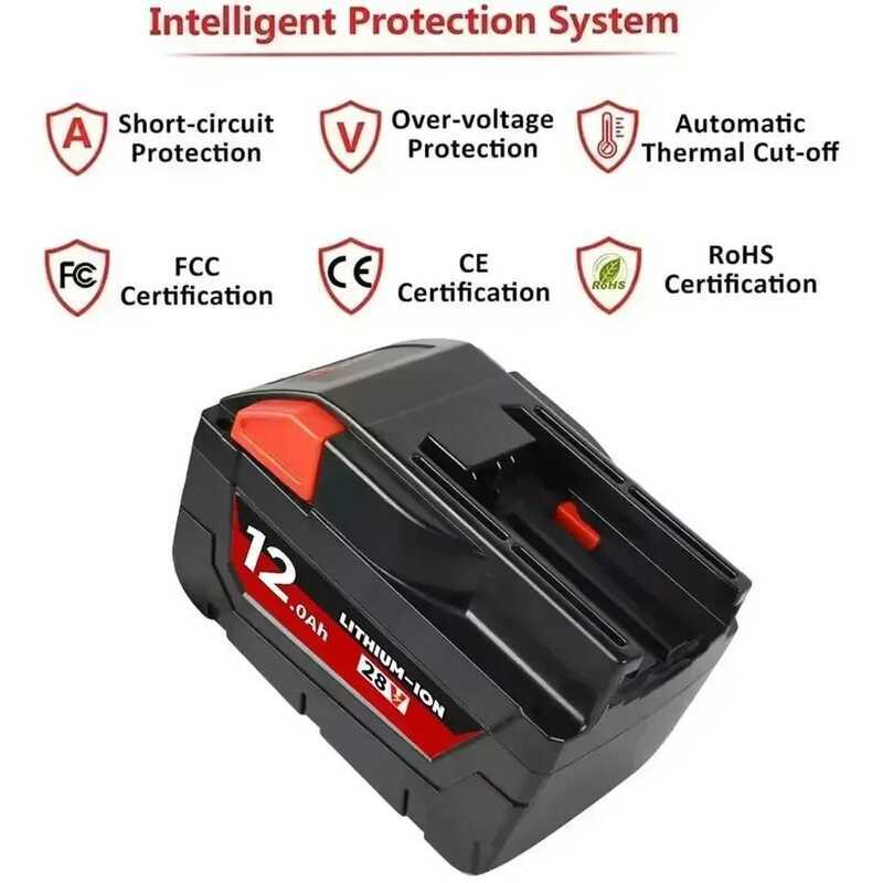 12.0Ah แบตเตอรี่ลิเธียมไอออน สำหรับเครื่องมือ Milwaukee 28V M28 48-11-2830 0730-20