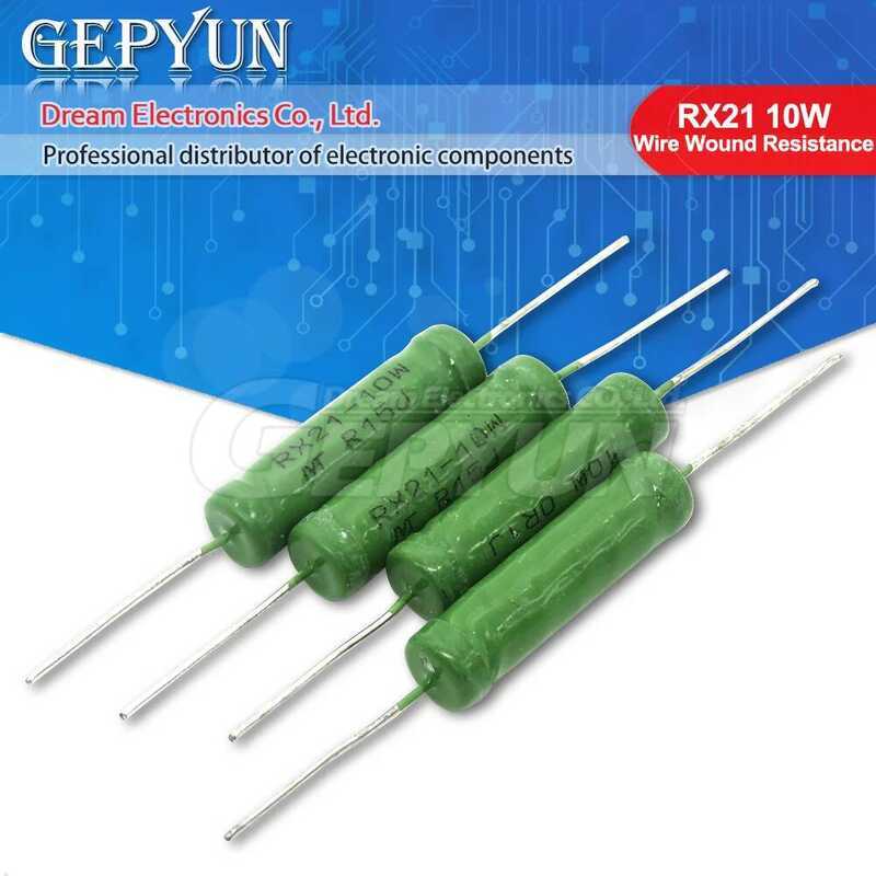 RX21 5PCS 10W ตัวต้านทานแบบพันลวด 5% 1R 10R 100R 1K 10K 12K 15K 18R 20R 22R 24R 27R 30R 33R 36R 5%