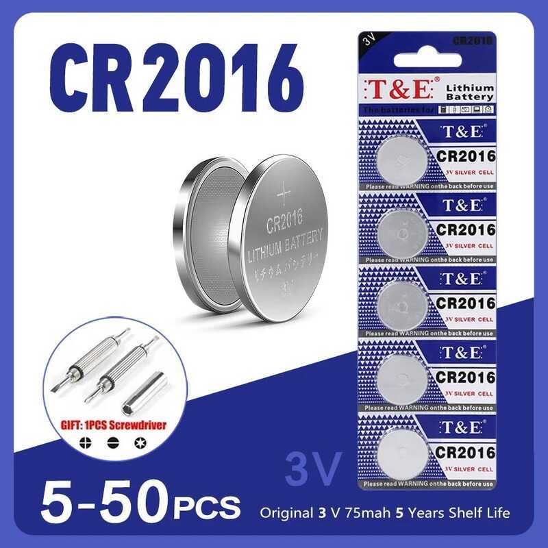 ชิ้น 5-50 แบตเตอรี่เซลล์เหรียญ CR2016 ขนาด 75mAh CR 2016 DL2016 BR2016 LM2016 ECR2016 แบตเตอรี่ลิเธี