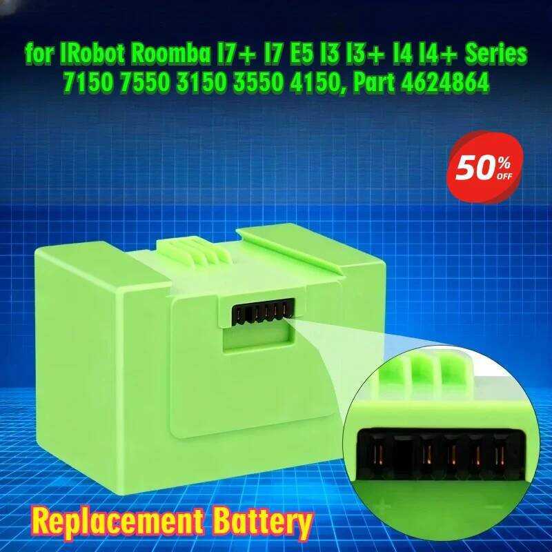 14.4V แบตเตอรี่ทดแทน สำหรับ IRobot Roomba I7+ I7 E5 I3 I3+ I4 I4+ ซีรีส์ 7150 7550 3150 3550 4150, ช
