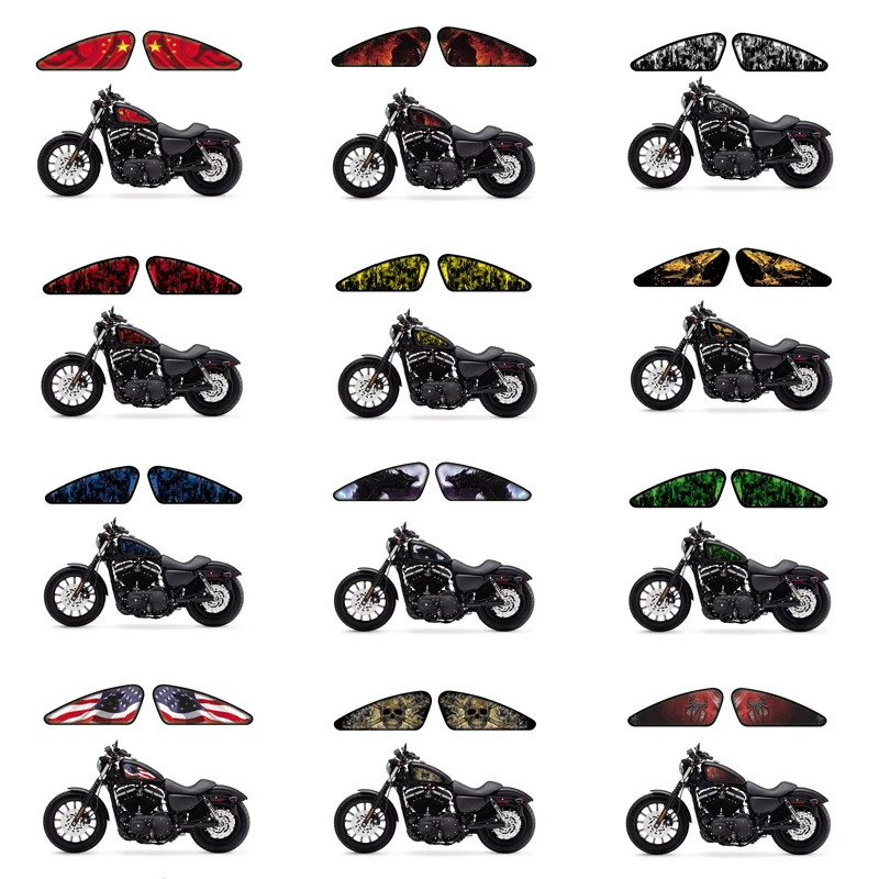 Motorcycle Fuel Tank Decal 3D Sticker For Harley Sportster XL 883 1200 48 72 Cafe Racer Street Trac