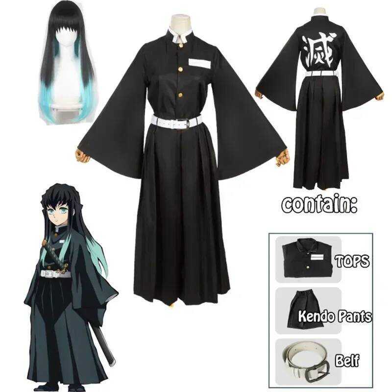 C Anime Kimetsu No Yaiba Tokitou Muichirou Cosplay Kostuums Kisatsutai Uniform Pruik Halloween Kost