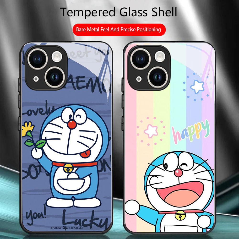TS-9 Doraemon HD Glass Casing สําหรับ iPhone 11 13 12 Mini Pro Max