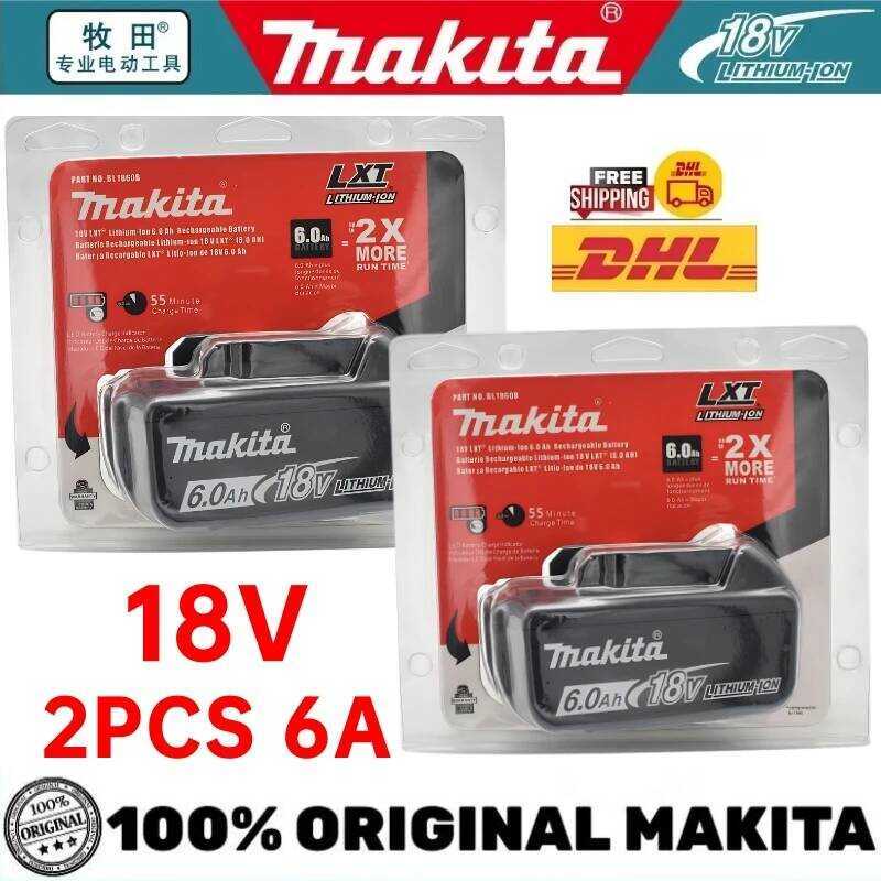 100% แบตเตอรี่ลิเธียมแท้ 6Ah สำหรับ Makita 18V BL1840 BL1830B BL1850B BL1850 BL1860 BL1815 100%