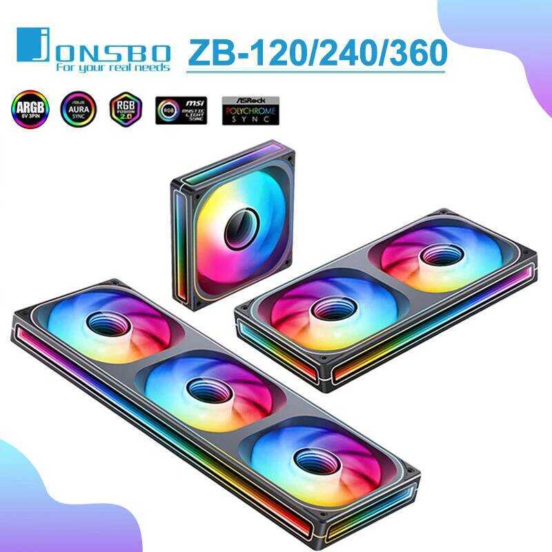 Jonsbo กล่องรวม ZB-120/240/360 กระจกสี่ด้านพันชั้น 120mm พัดลมระบายความร้อน CPU PWM ZB-240BR ARGB แบ