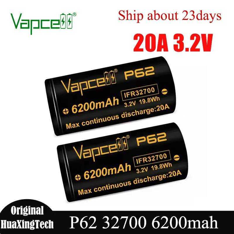 Vapcell แบตเตอรี่ลิเธียมแบบชาร์จได้ P62 6200mah 3.2V 20A ความจุสูง INR 32700 สำหรับชุดแบตเตอรี่