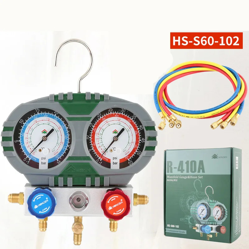 R410A/R32 Household air conditioner Refrigerant Manifold Gauge set With Hose And Hook fluoride tabl