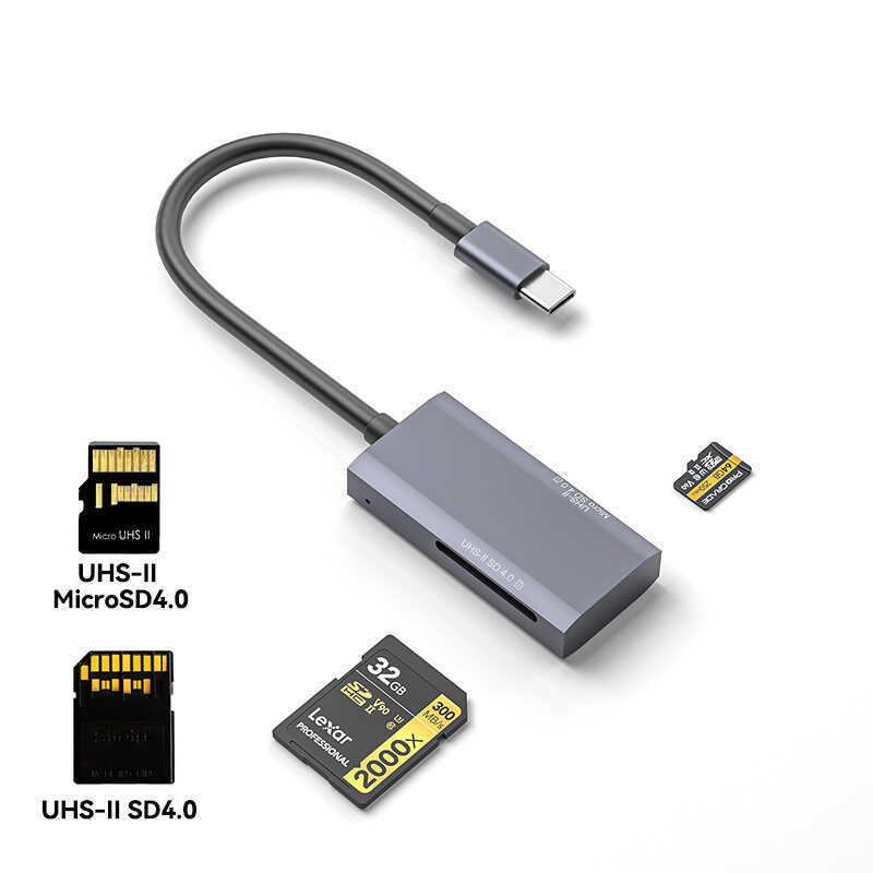 Type-C ถึง 4.0 UHS-II PUSH V90 SD/TF เครื่องอ่านการ์ด OTG ความเร็วสูง All-in-One