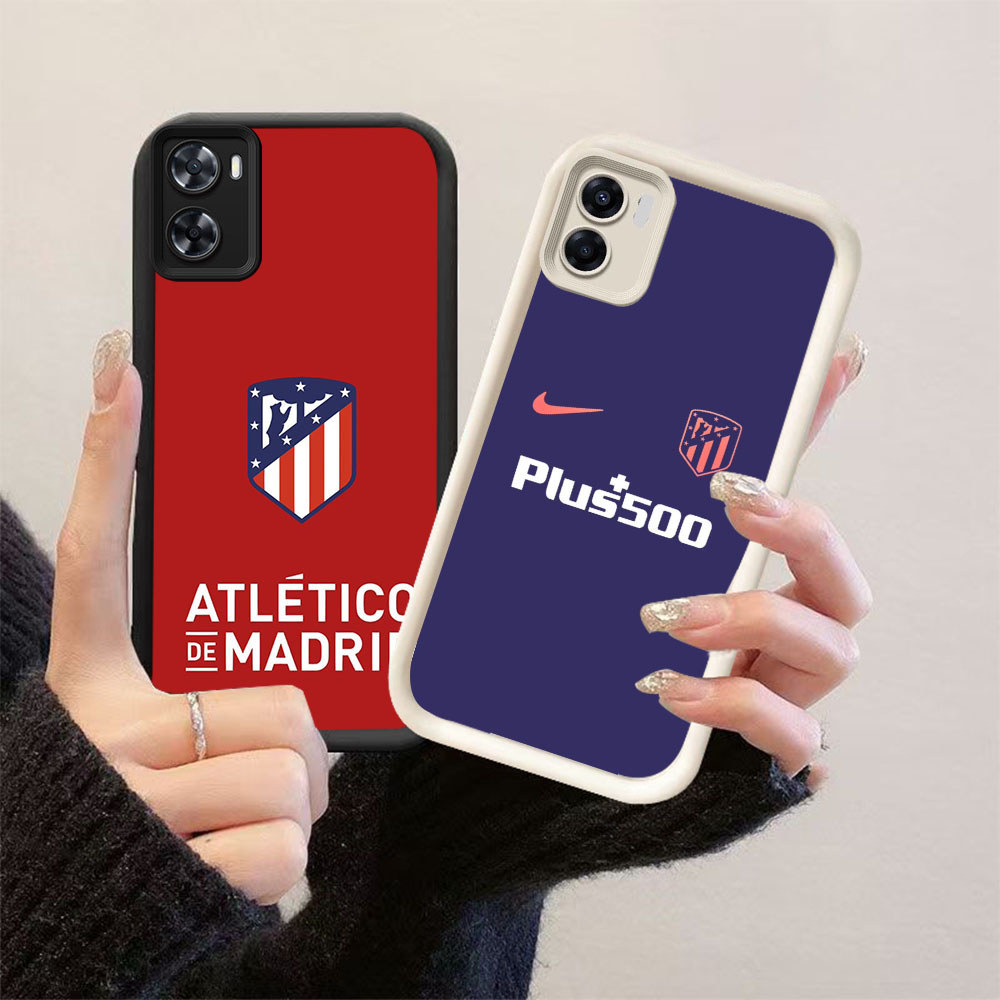 HK-6 Atletico Madrid ปลอกกันกระแทกสําหรับซิลิโคนสีดําและสีขาว OPPO Realme A76 A77s 9i C33 A96