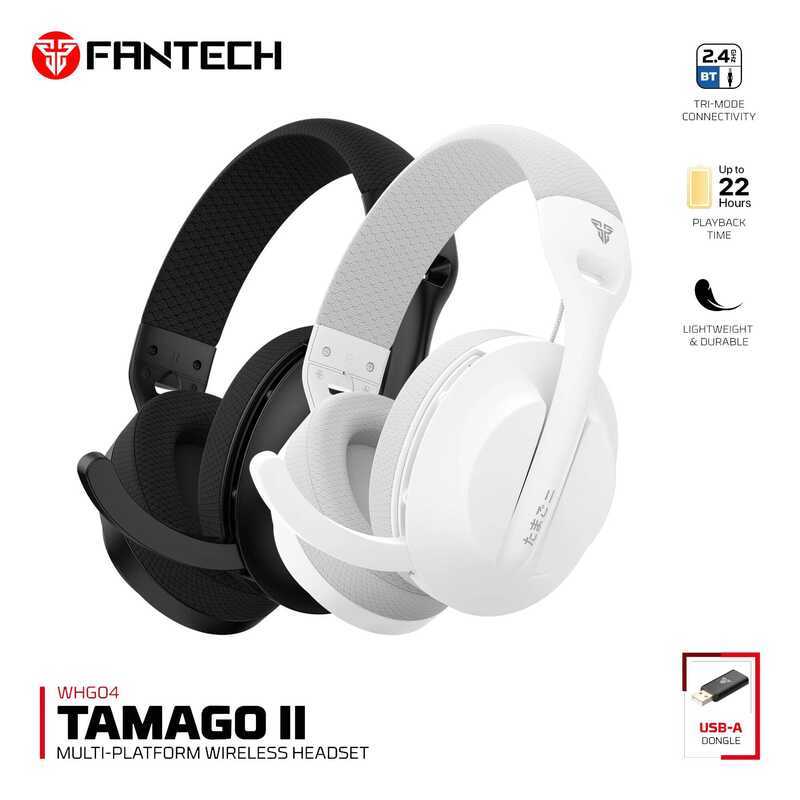 FANTECH TAMAGO II WHG04 หูฟังสําหรับเล่นเกมแบบมีสายและไร้สาย 2.4G บลูทูธ 5.3 ชุดหูฟังน้ําหนักเบาพร้อ