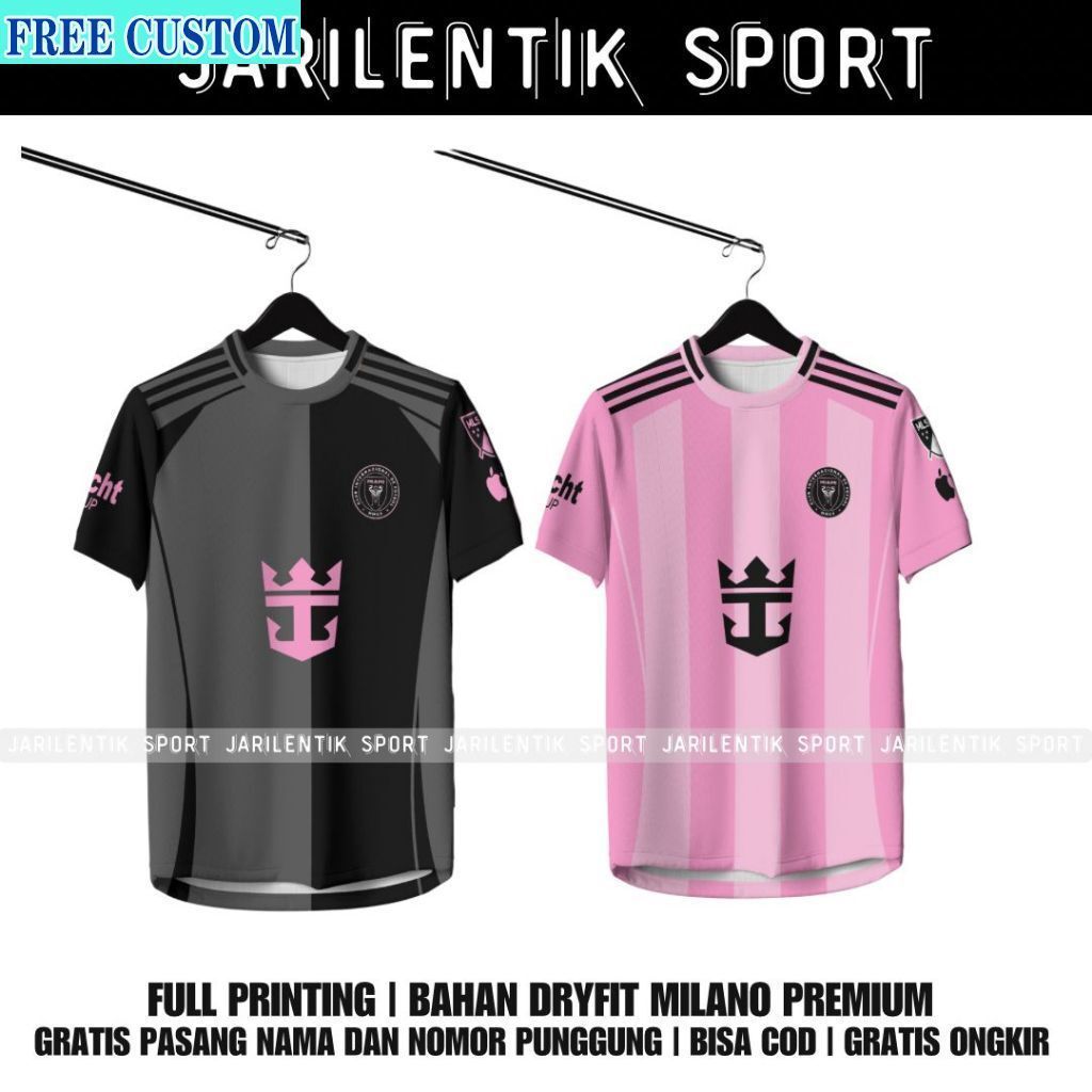 เสื้อแข่ง Inter Miami พร้อมบริการพิมพ์หมายเลขและชื่อด้านหลัง