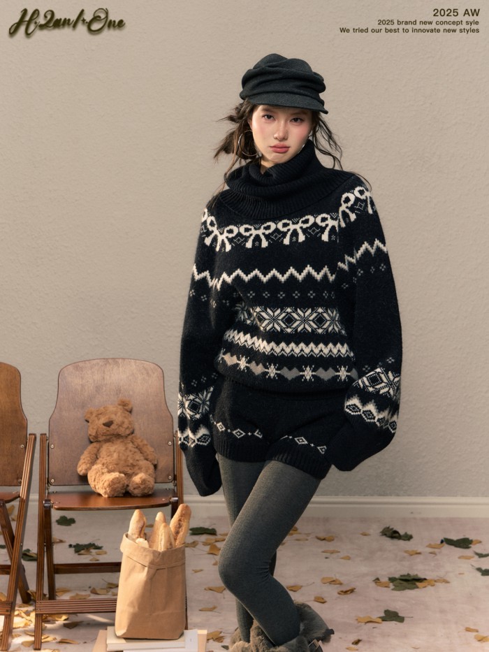 Shanmieleng Retro แจ็คเก็ตถักและกางเกงขาสั้นสำหรับผู้หญิง