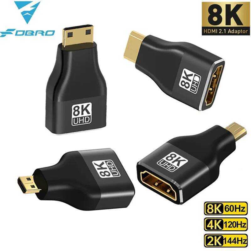 HDMI-Compatible อะแดปเตอร์ Mini/Micro HDMI 8K 60Hz 4K 120Hz/144Hz ตัวแปลงชายเป็นหญิงสำหรับ HDTV แล็ป