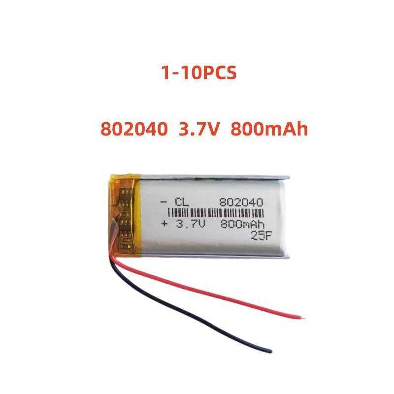 ชิ้น 1-10 802040 3.7V 800mAh แบตเตอรี่ลิเธียมโพลิเมอร์ LiPo ชาร์จใหม่ได้ สำหรับ MP3 GPS E-books กล้อ