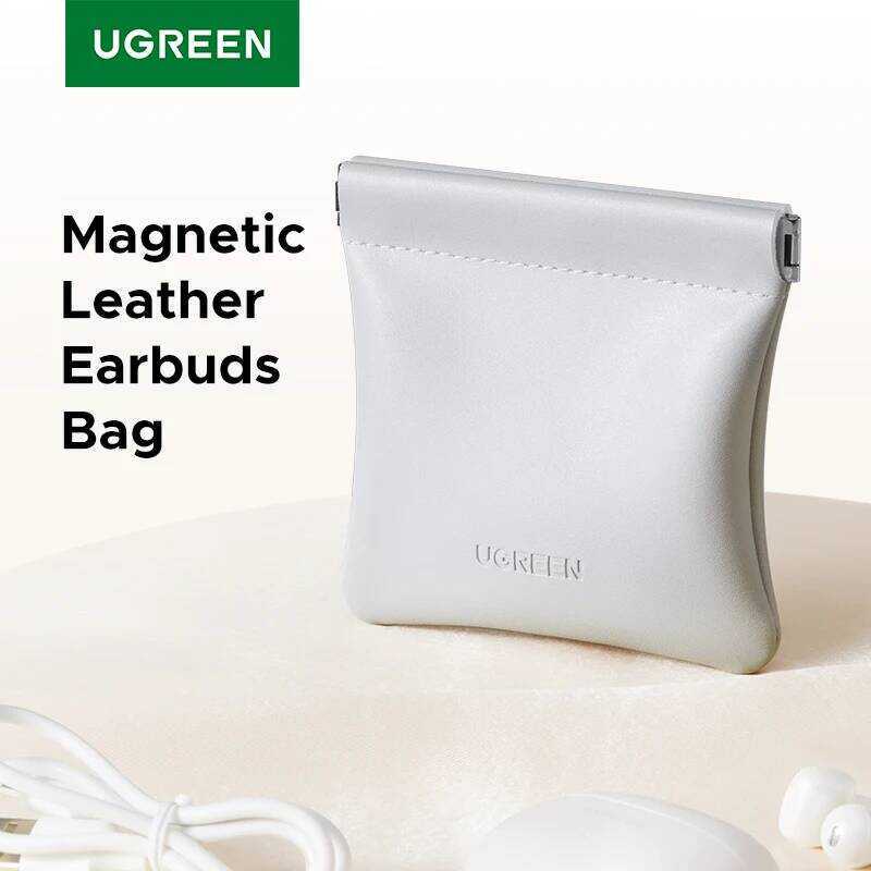UGREEN กระเป๋าหูฟัง หนังแม่เหล็กสำหรับหูฟังบลูทูธแบบเปิด คลิปหูฟังไร้สาย หูฟังแบบใส่ในหู สายเคเบิลเก