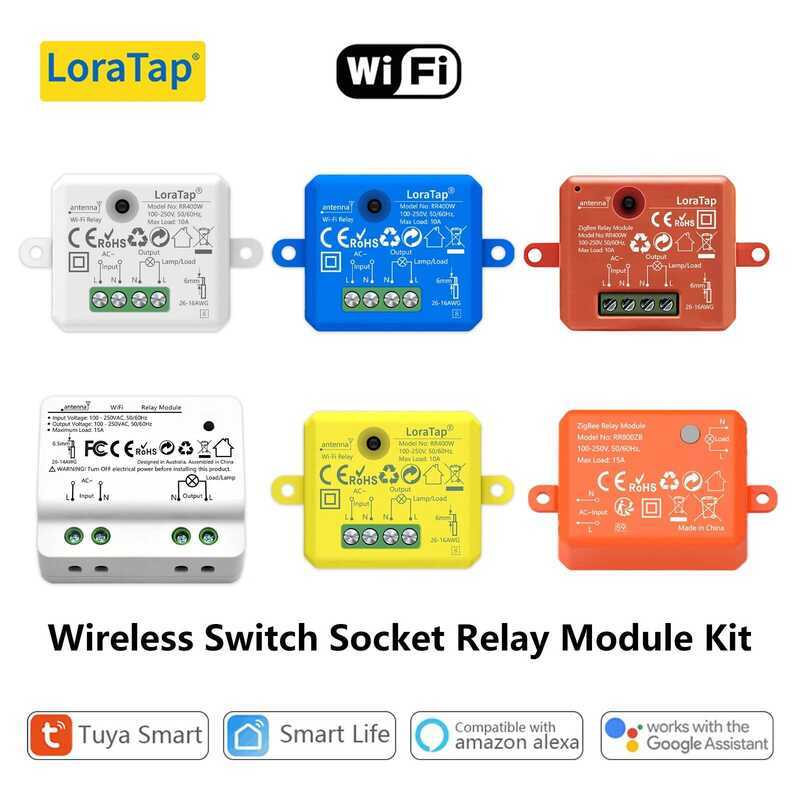 LoraTap โมดูลรีเลย์สวิตช์ไร้สาย ซีรีส์ WiFi ZigBee เบรกเกอร์ Tuya Smart Life ควบคุมระยะไกลผ่านแอป Go