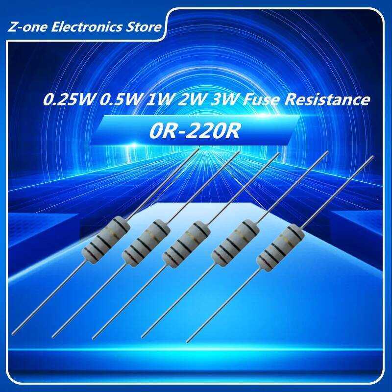 0.25W ตัวต้านทานแบบพันลวด 0.5W 1W 2W 3W ฟิวส์ ความต้านทาน 0.1 0.15 0.22 0.3 0.47 0.5 1 1.5 2.2 3.3 4