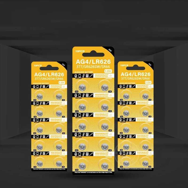 AG4 แบตเตอรี่นาฬิกาอัลคาไลน์คุณภาพสูง LR626 1.55V 377 SR626 177 626A 377A CX66W สำหรับของเล่น เครื่อ