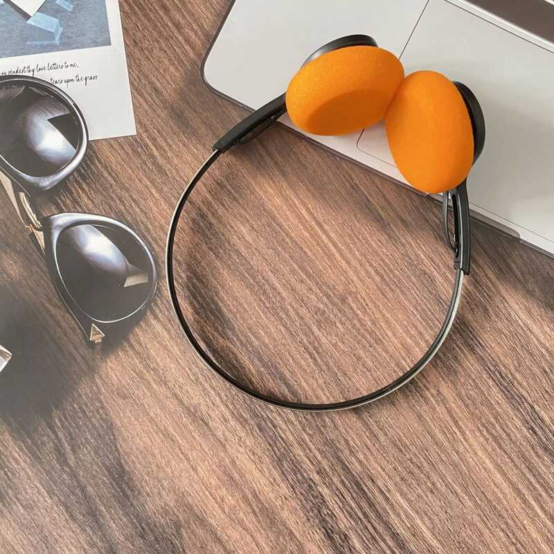 Retro Over-Ear Headphon Retro หูฟังไร้สาย Retro หูฟังโฟมสีส้มพร้อมแถบคาดศีรษะปรับได้สําหรับโทรศัพท์ม