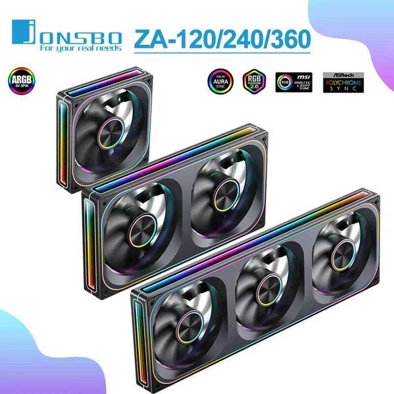JONSBO ชุดพัดลม ZA-120/240/360 สำหรับเคสคอมพิวเตอร์ ขนาด 12 ซม. 5V ARGB 120 มม. โครงสร้างโมโนลิธิก ร