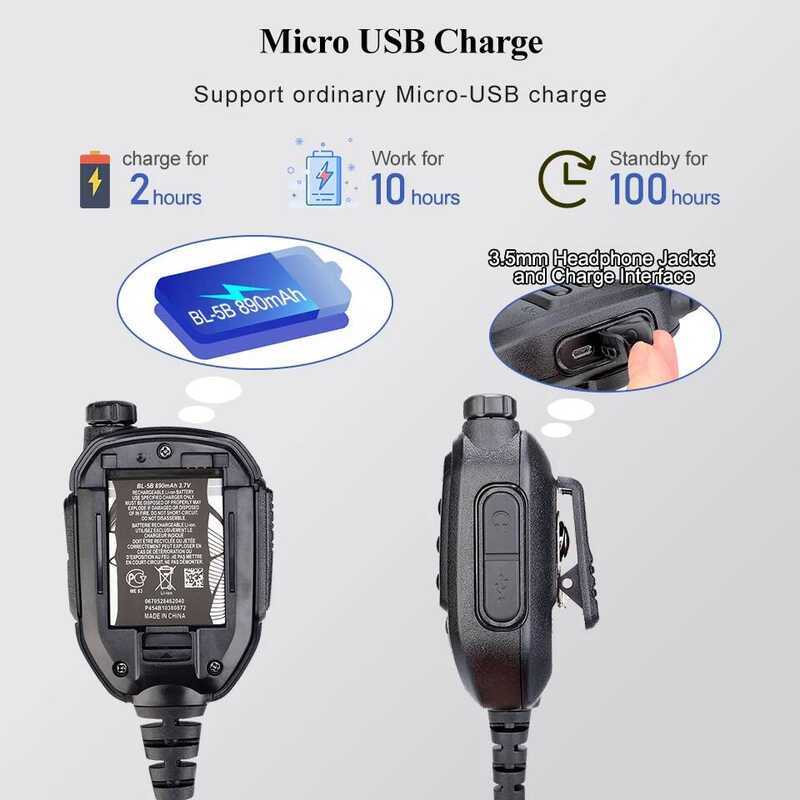 ▥ Retevis Hk008 2Pin ชาร์จไมโครโฟนไมโครโฟนลําโพง PTT Tangent  5R H777 สําหรับ TYT Quansh