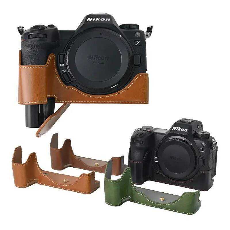 C Retro PU Leather Half Camera Case For Nikon Z6iii Z63 Z6 III Anti-Fall Protective Base Mount Magn