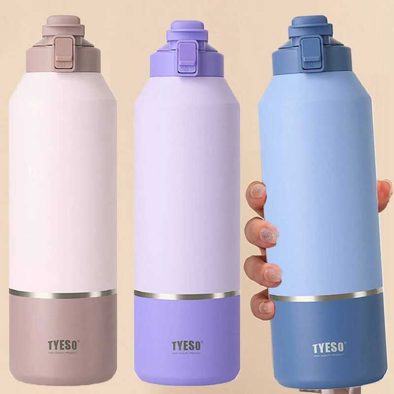 TYESO 2000ML สแตนเลสแบบพกพา 64oz Thermo ขวดน้ํา Tyeso Tumbler Thermos ใหม่