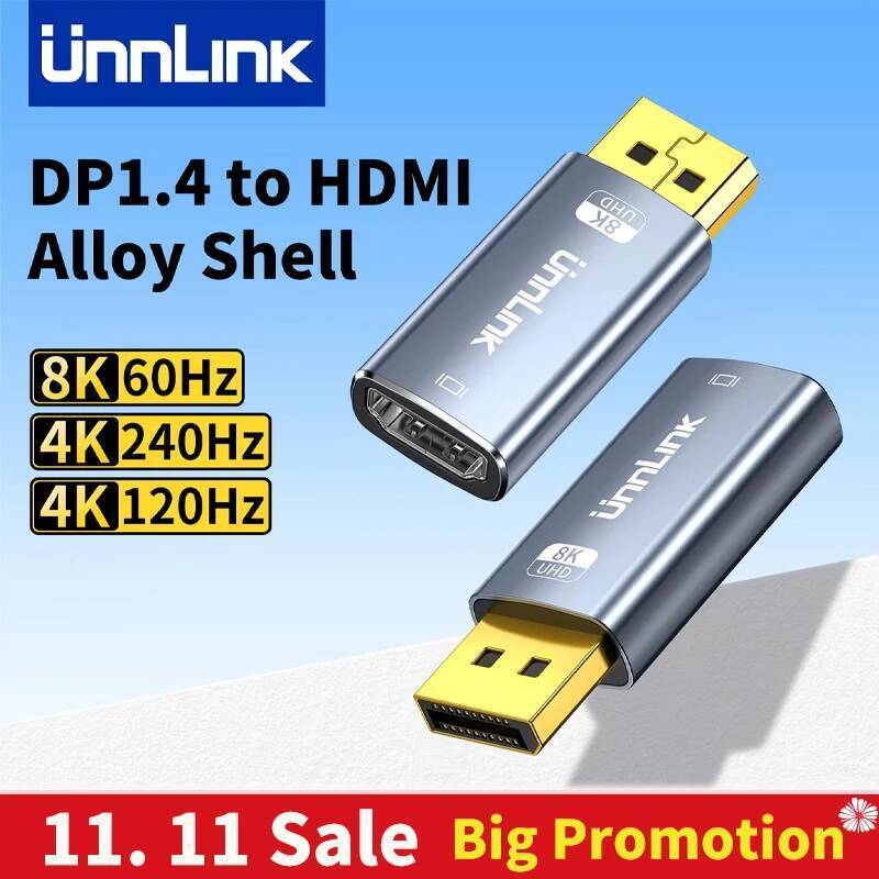 Unnlink 4K 240Hz/120Hz DisplayPort เป็นอะแดปเตอร์ HDMI DP 1.4 กราฟิกการ์ด/แล็ปท็อปเกมไปยัง HDMI TV/จ